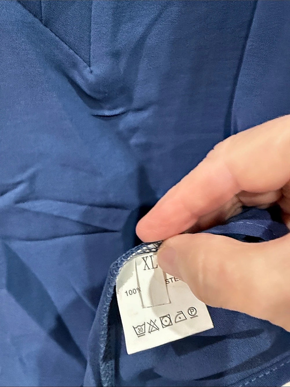 Blue V-Neck Polyester Top - Picture 2 of 3